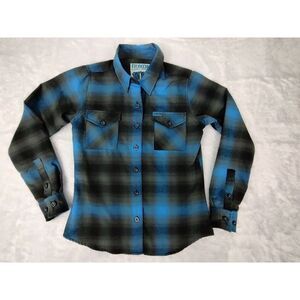 DIXXON Flannel Co. "The 10th St Street" Women's S Button Blue/Black Flannel